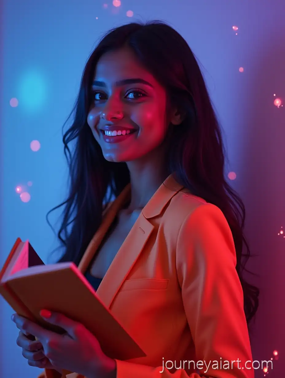 Stylish-Young-Indian-Woman-with-Book-in-Neonlit-Cinematic-Portrait