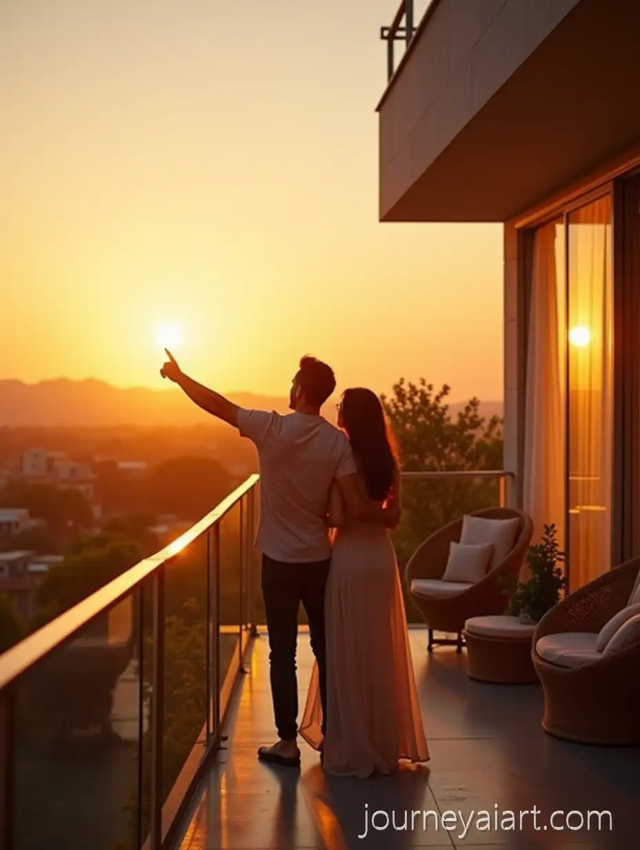Indian-Couple-Enjoying-aIndian-couple-terrace-sunset-Romantic-Sunset-on-a-Modern-Terrace