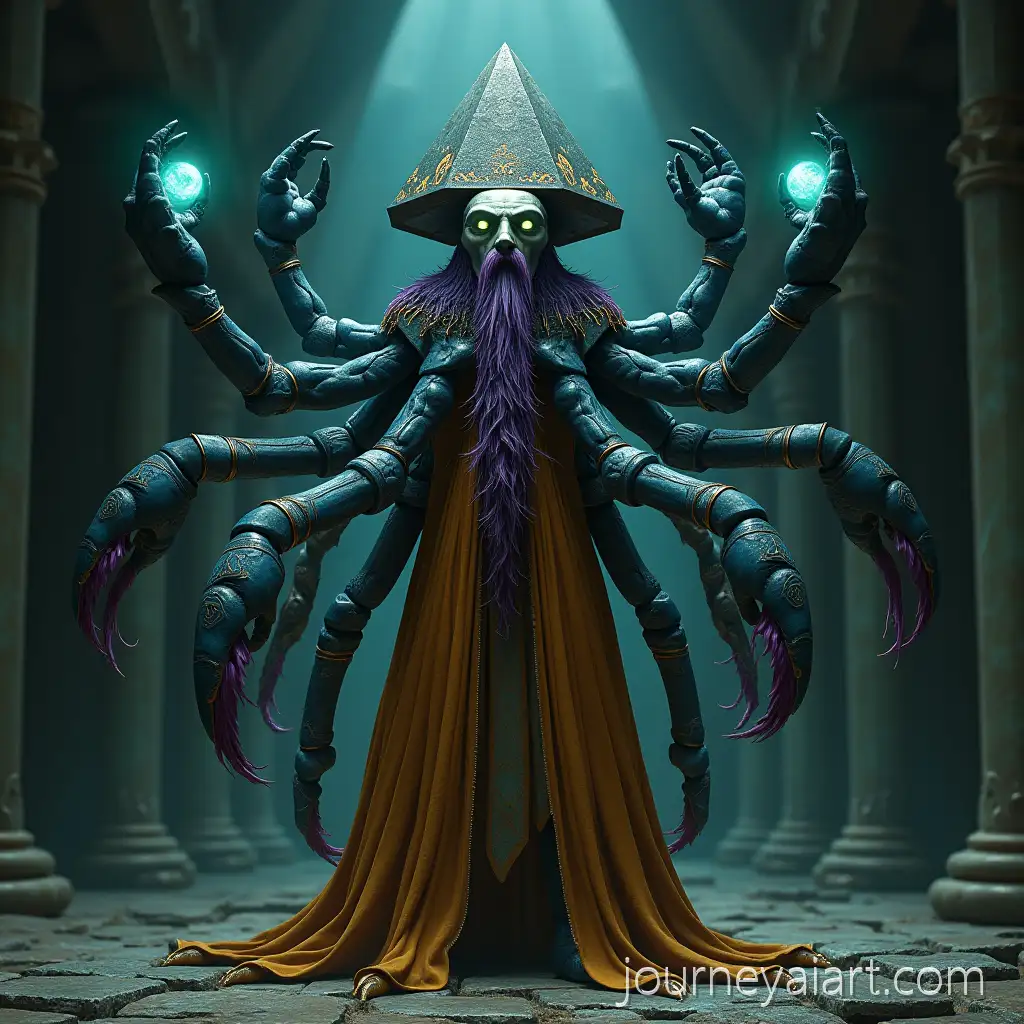 Eldritch-Cosmic-Deity-in-Obsidian-Archive-Chamber-with-Multiple-Arms-and-Floating-Galaxies