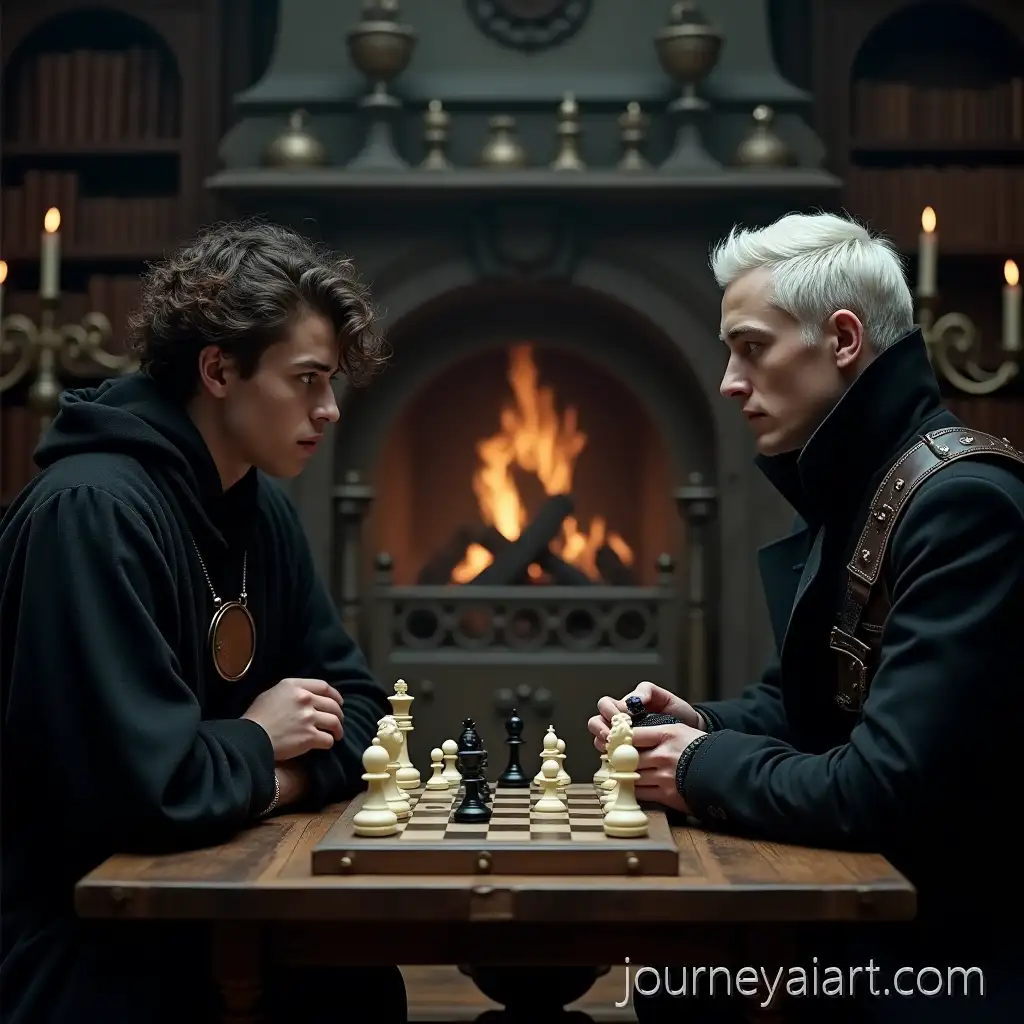 Tense-Gothic-ChessChess-Match-in-Gothic-Chamber-Match-Between-Aristocratic-Men-in-Dark-Chamber