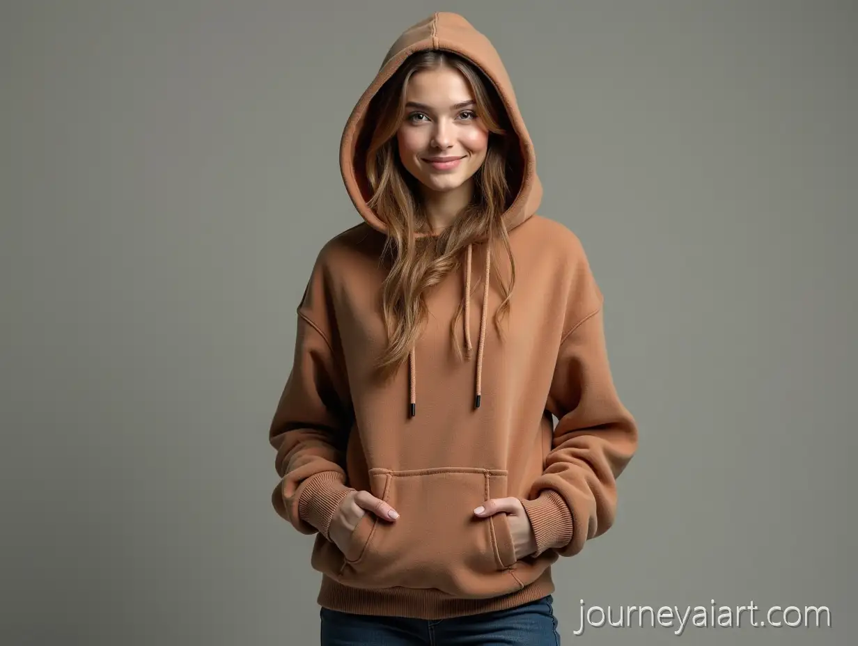 Young-Woman-Wearing-Cozy-Warm-Hoodie-with-Front-Kangaroo-Pocket
