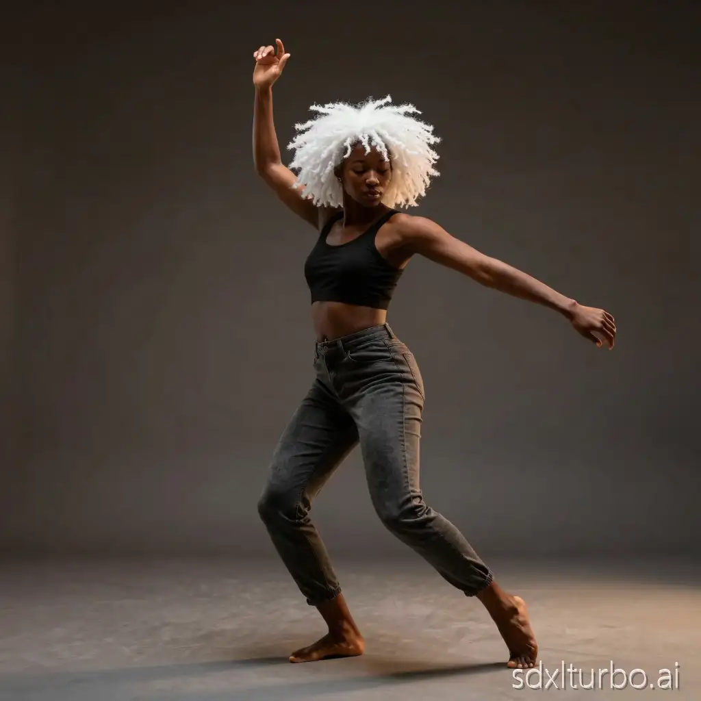 a black girl with white hair dancing