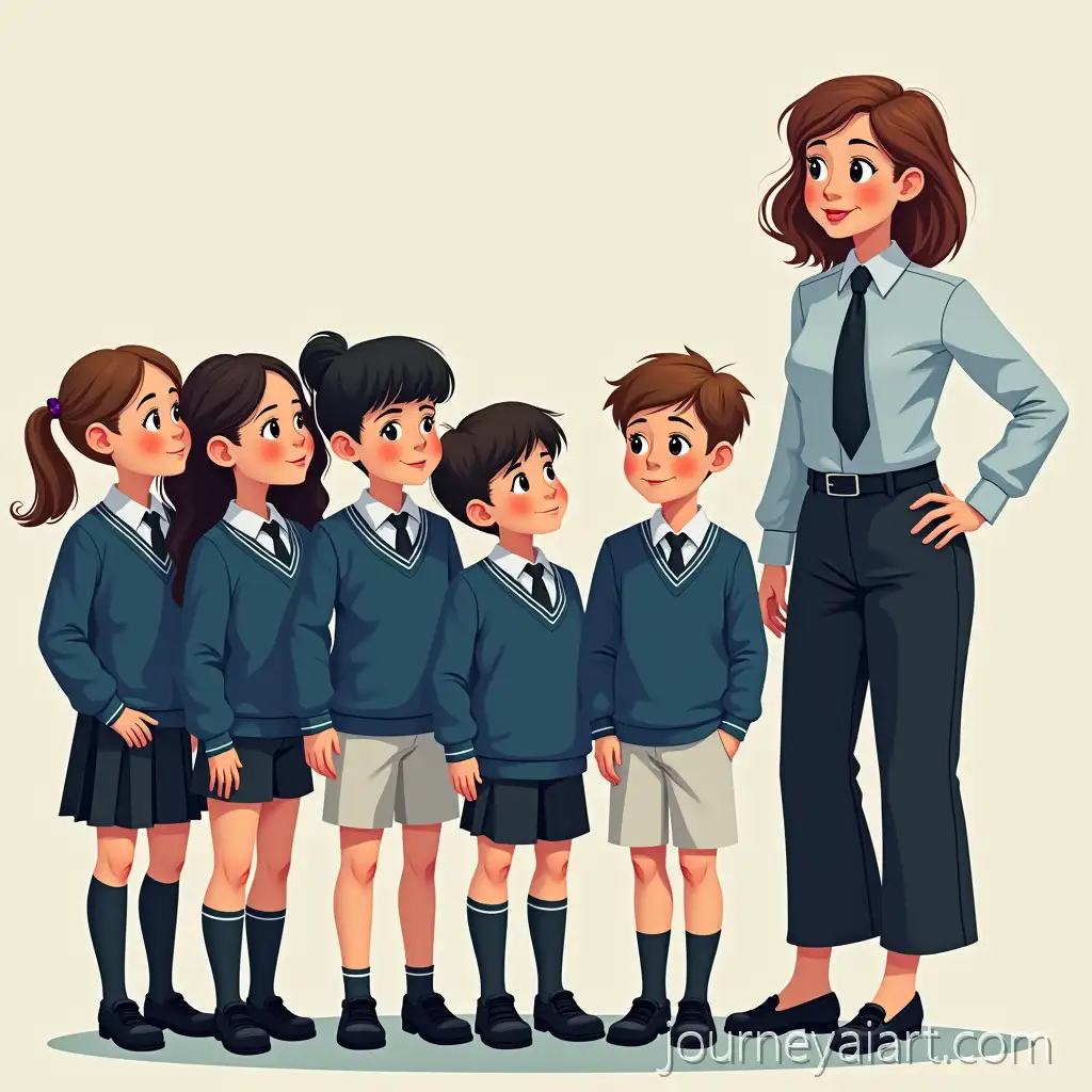 Primary-School-Classroom-with-Female-Teacher-and-Students-in-UniformPrimary-school-classroom-scenes