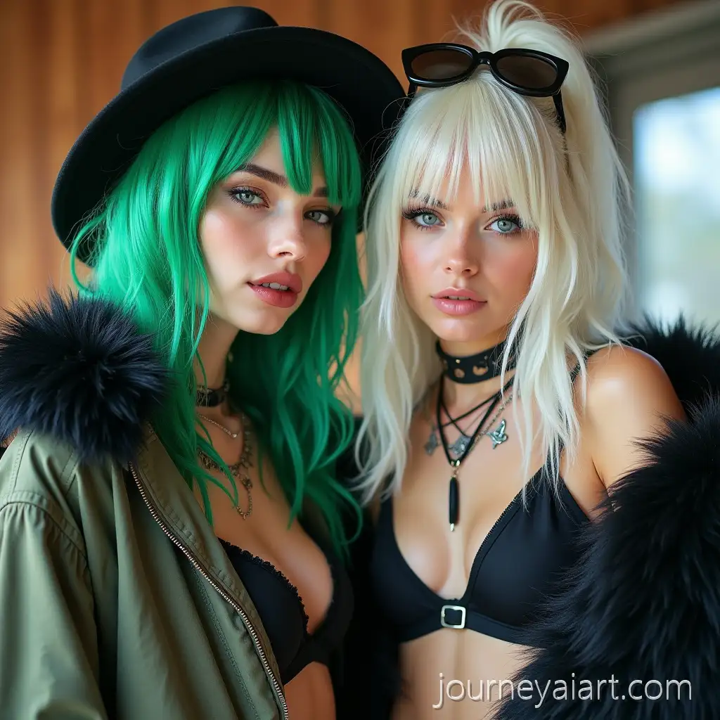 Two-Emo-Girls-in-Unique-Fashion-Poses-with-Distinct-Hair-and-Styles