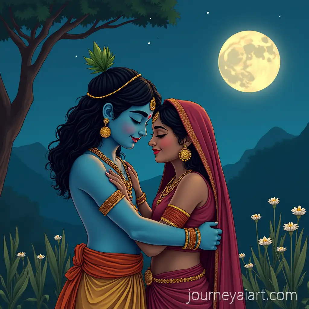 Krishna-and-Radha-Embracing-Under-Moonlight
