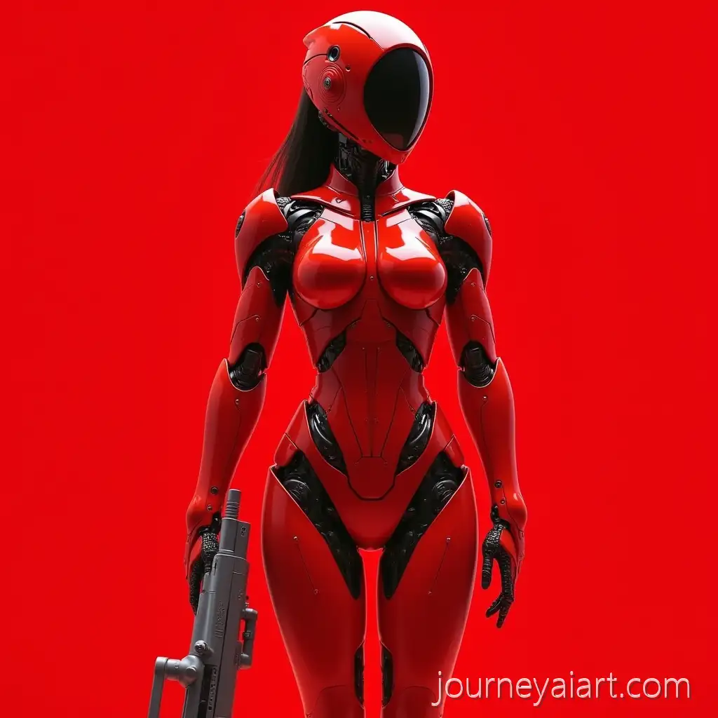 FuturisticFuturistic-Female-Combat-Robot-Female-Combat-Robot-in-Sleek-Red-Armor-Holding-Engineered-Weapon