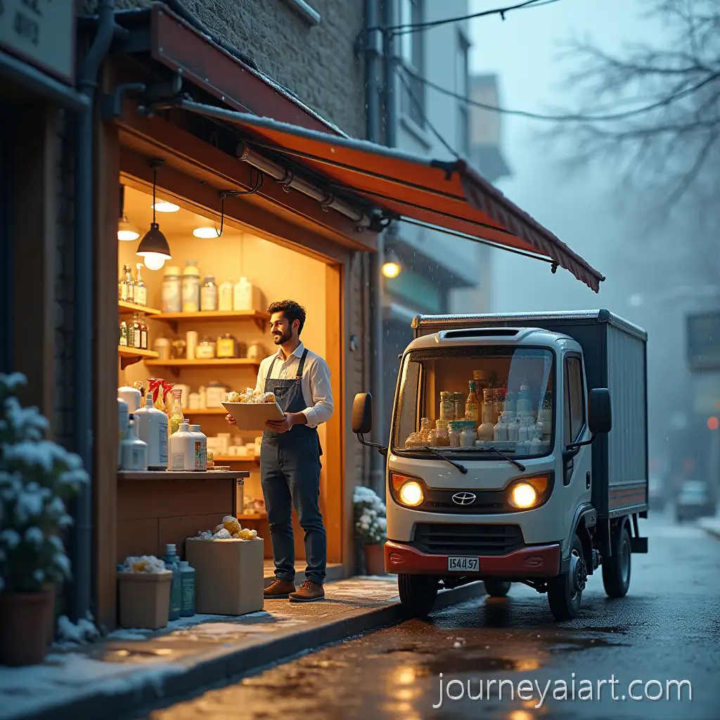 Shop-OwnerShop-Owner-Receiving-Deliveries-Receiving-Product-Delivery-on-Rainy-Day