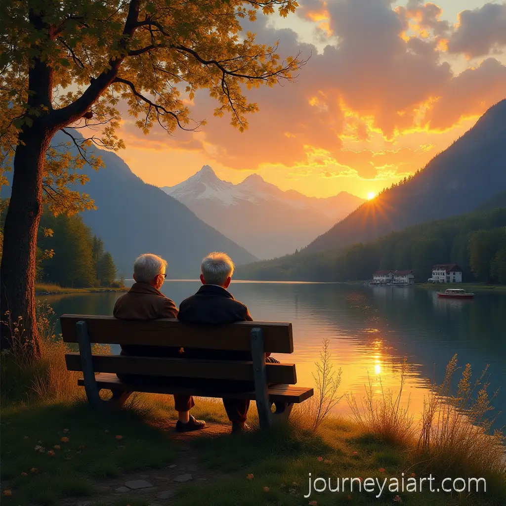 Older-Couple-Watching-Sunset-Over-Bernese-Alps-in-Oberfrittenbach
