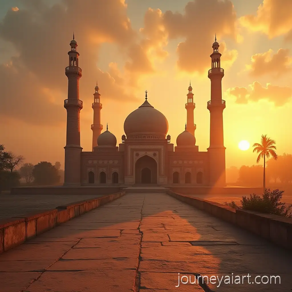 Ancient-Middle-Eastern-Mosque-at-Sunset-withAncient-Middle-Eastern-mosque-Golden-Hour-Lighting