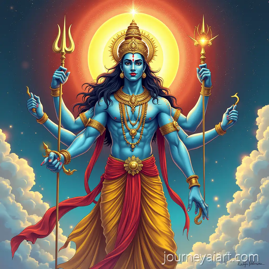 Anime-Illustration-of-Celestial-Lord-Vishnu-with-Sudarshan-Chakra