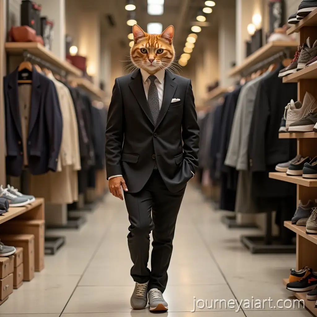 Elegant-Ginger-Cat-in-Classic-Suit-and-New-Balance-530-Sneakers-atElegant-Ginger-Cat-Fashion-Maag-Clothing-Store