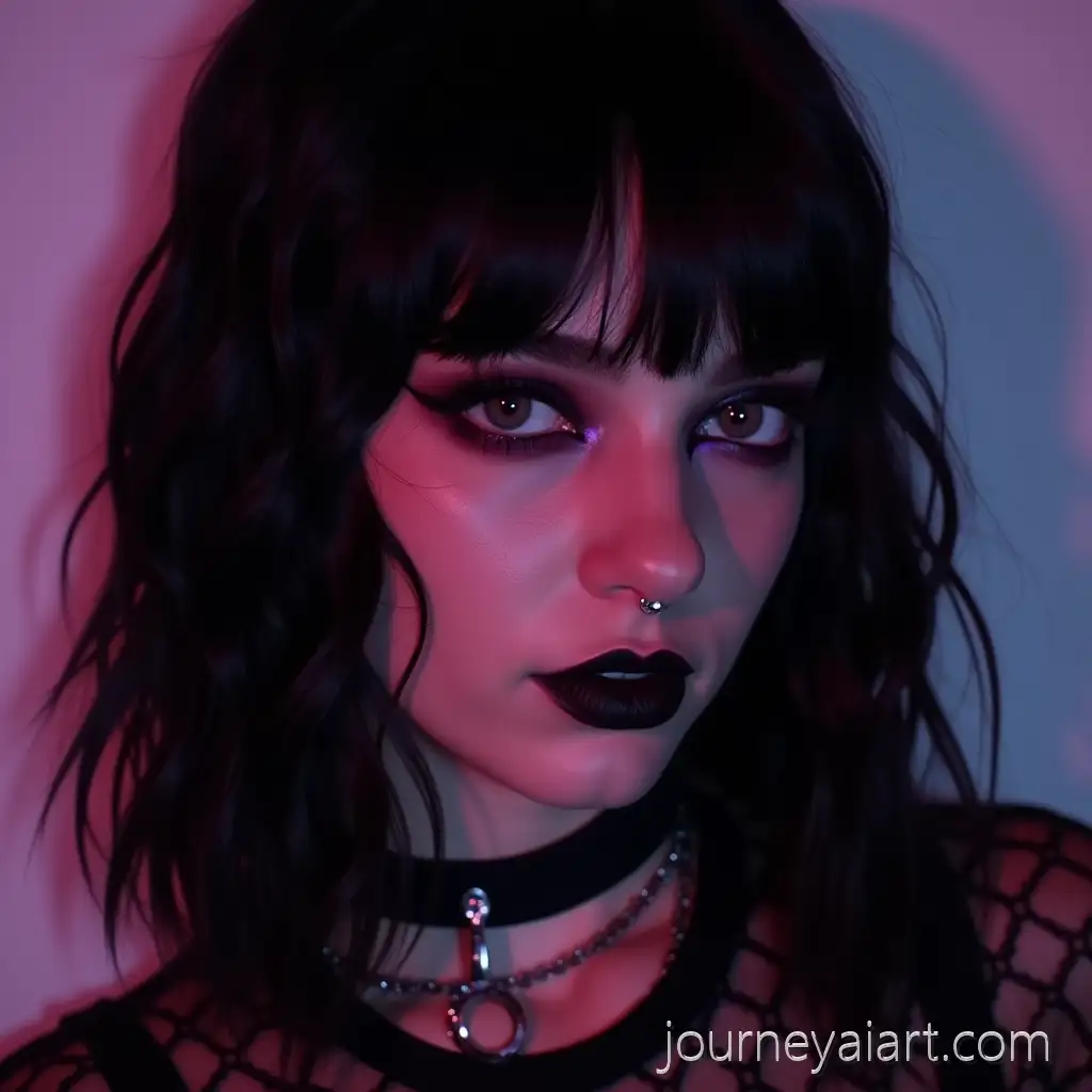 Young-Woman-with-Goth-Alternative-Style-in-Underground-Club-SettingGoth-Woman-in-Club