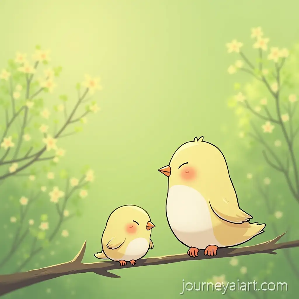 Heartwarming-Lofi-SceneHeartwarming-Greenery-and-Birds-with-Greenery-Bird-and-Pastel-Anime-Style