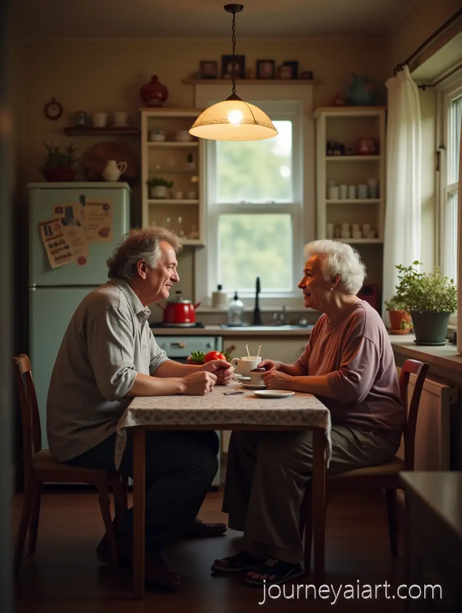 ConfidentConfident-Woman-in-Kitchen-Woman-and-Man-in-Cozy-Kitchen-Conversation