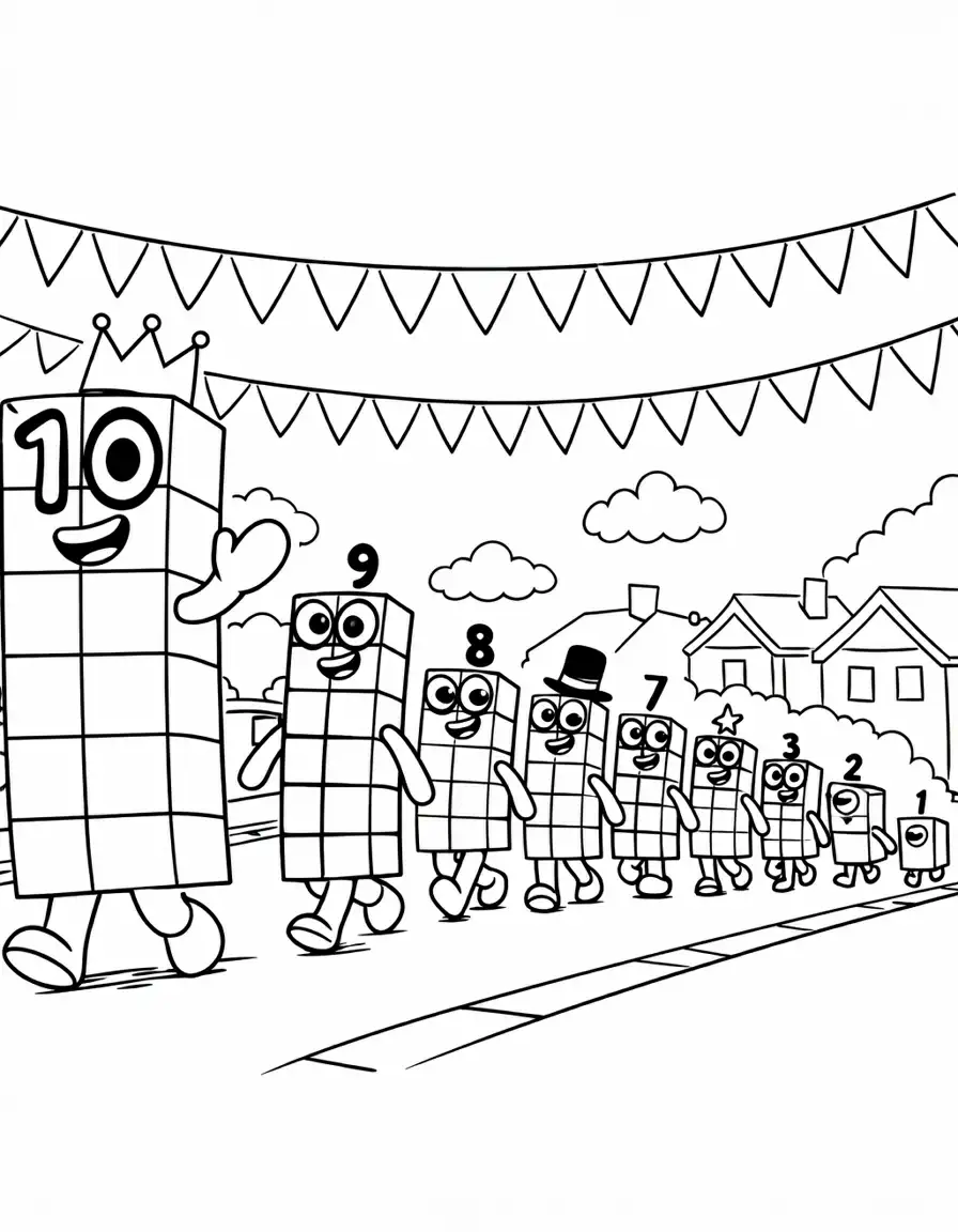 Free number blocks coloring pages generator – 14 number blocks coloring ...