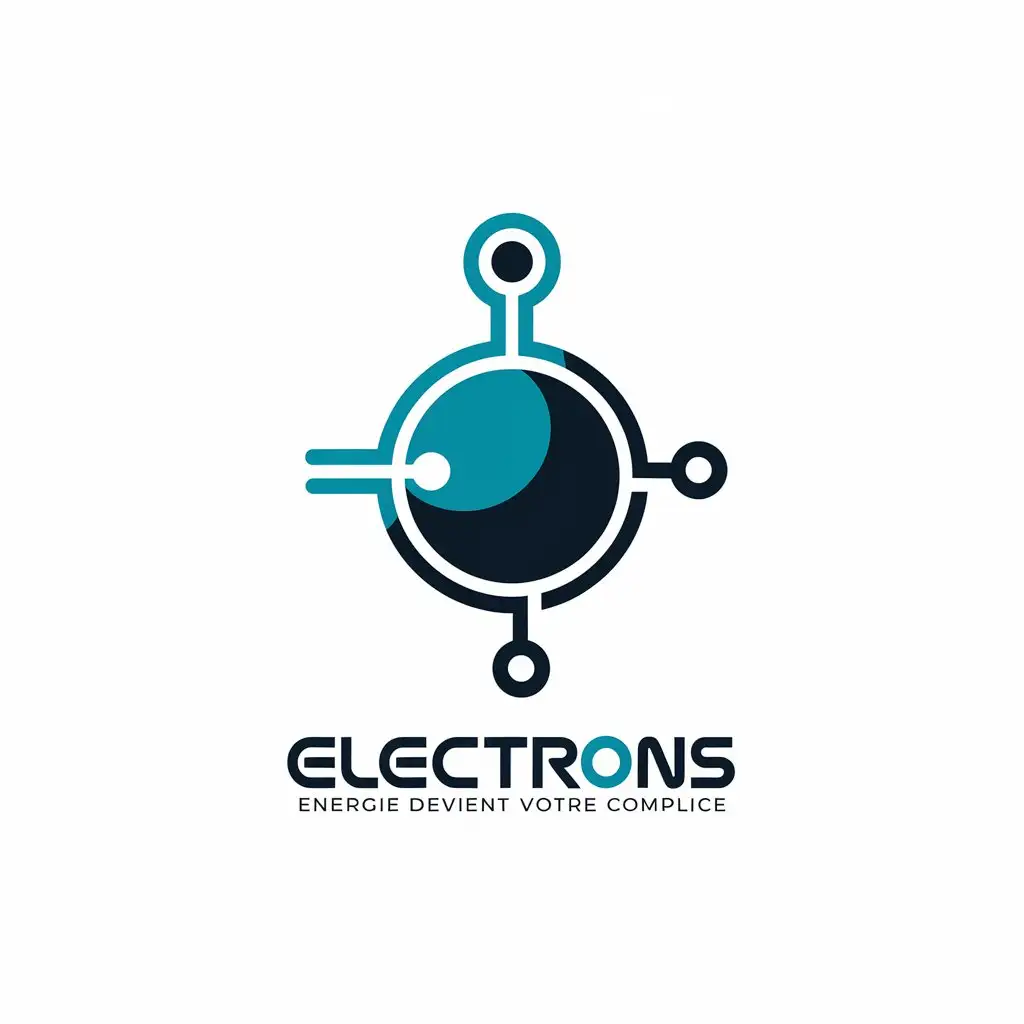 LOGO Design for ElectLogo Design for Electronsrons Futuristic Electron Symbol and Cables with Slogan Energie devient votre complice