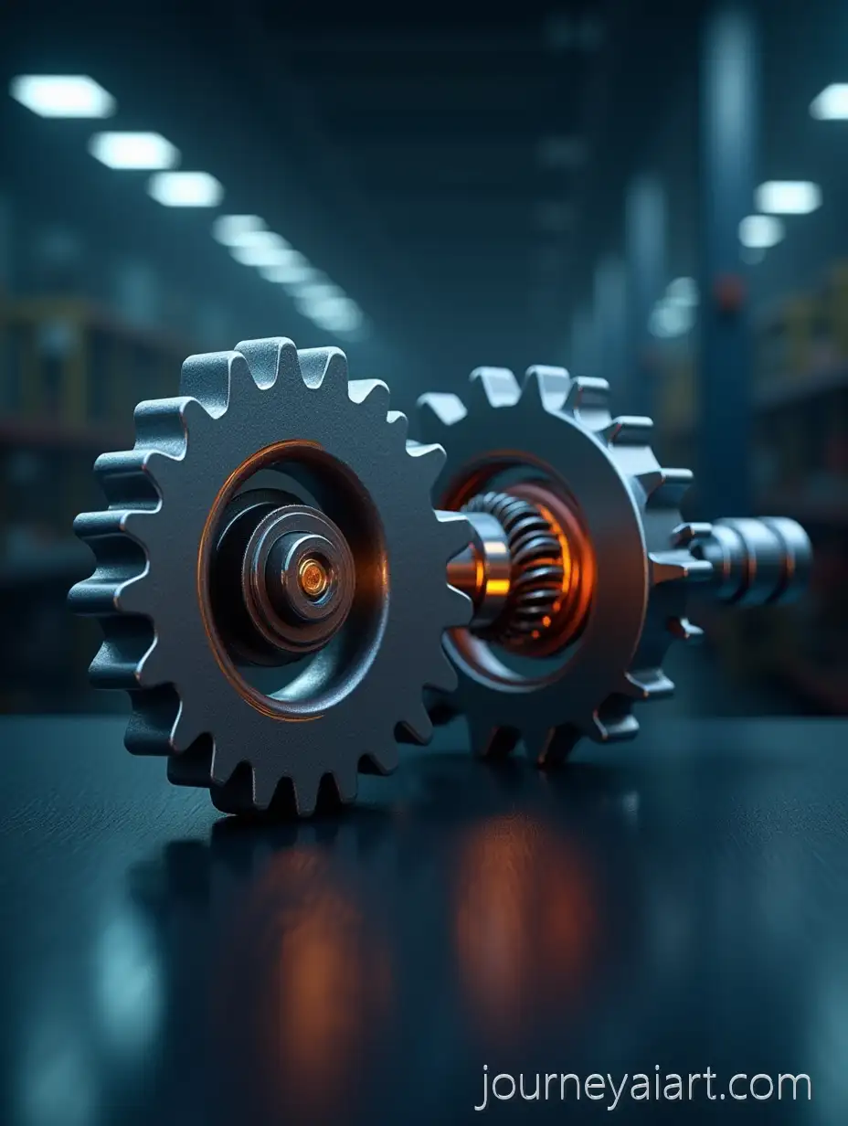 HyperRealistic-3D-Metallic-Gear-and-Wrench-with-Bolt-and-Spring-on-Industrial-Surface