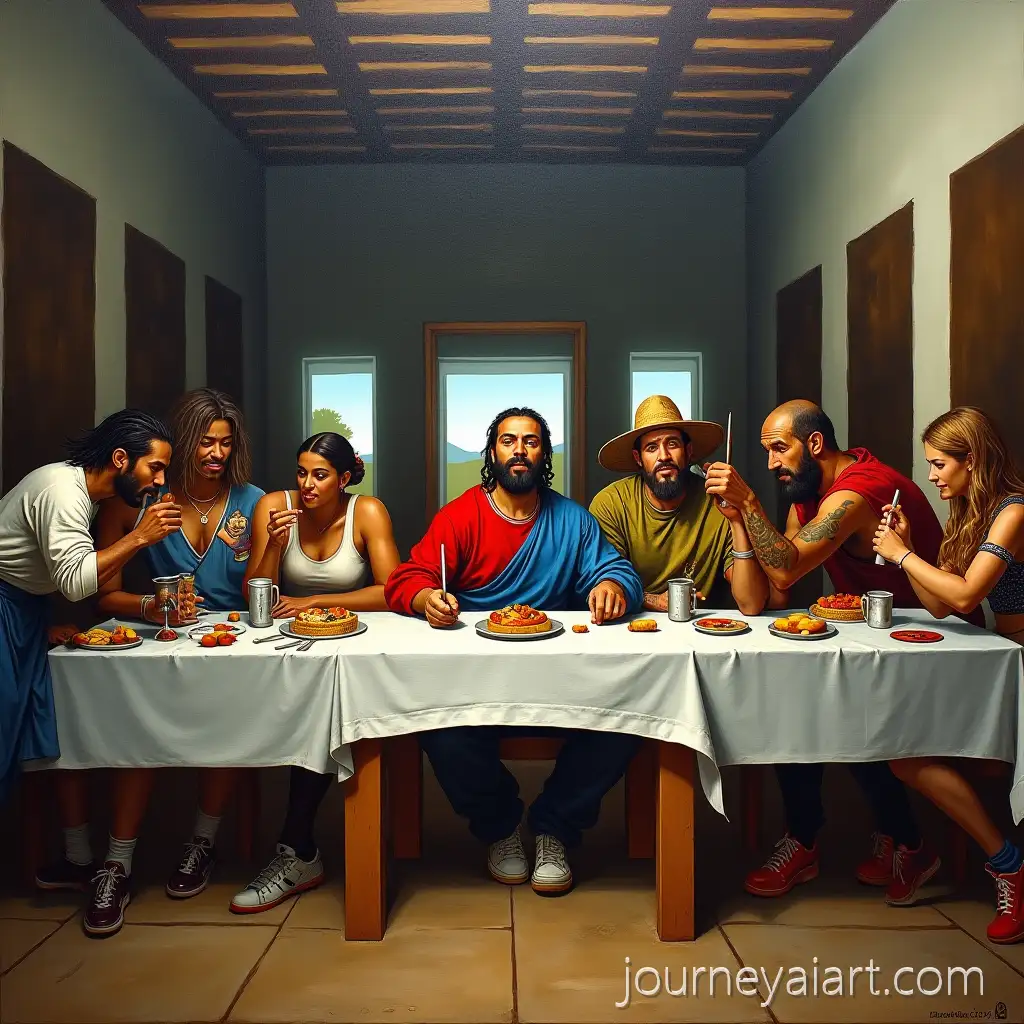 Street-Art-Interpretation-of-the-Last-Supper-inHybrid-Last-Supper-Street-Art-Brazilian-Boteco-with-Urban-Style-and-Diverse-Characters