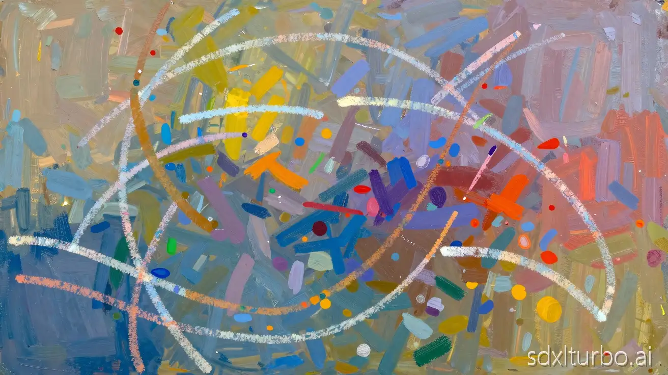 abstract expressionistic mood art background with colorful brush strokes and chalk pastel lines