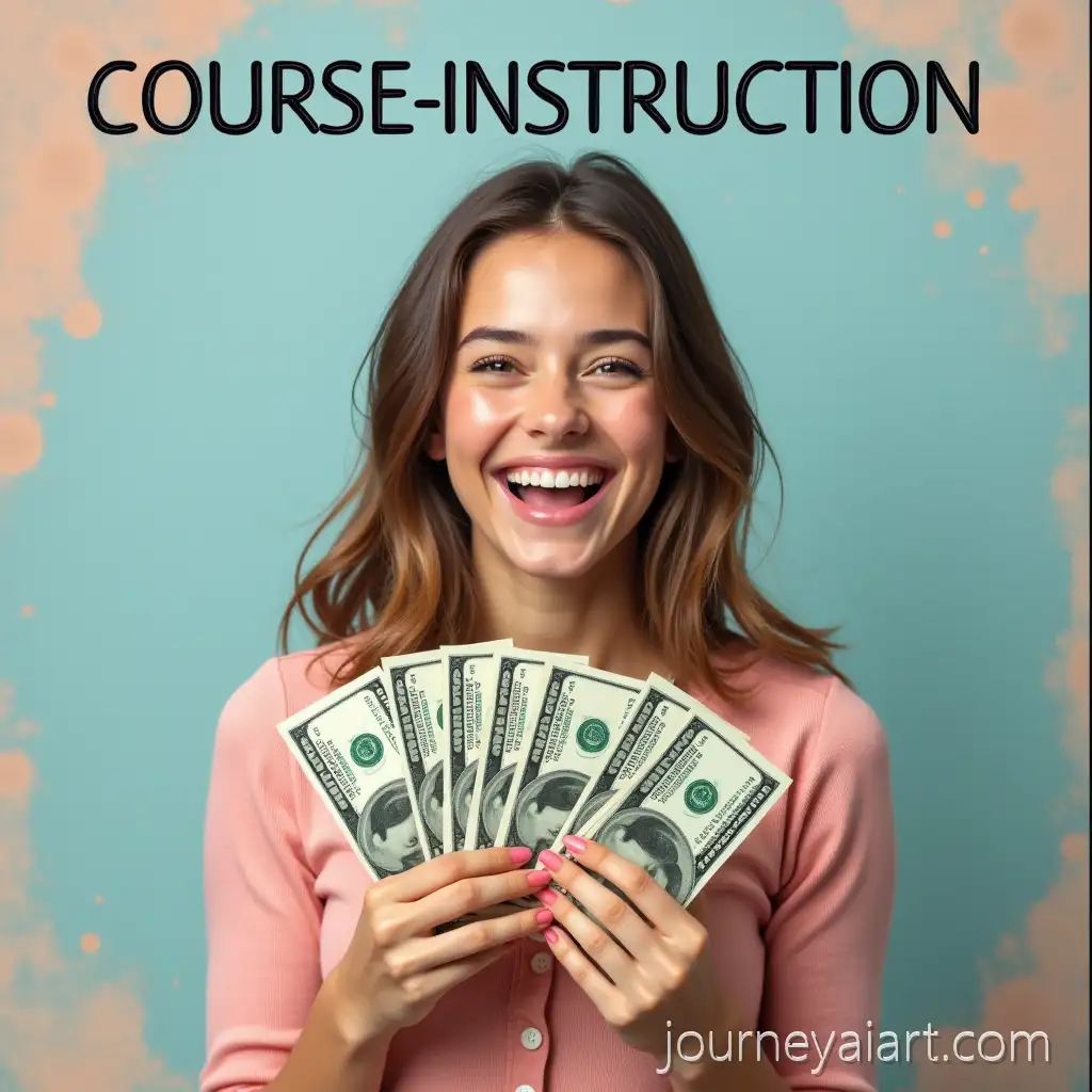 Happy-Young-Woman-Holding-CashAdvertising-Creative-for-Courses-Promoting-Online-Earning-Courses-with-AI-Support
