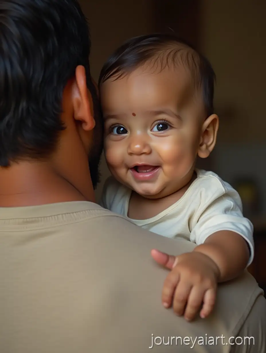 Indian-Father-Sharing-a-Tender-Moment-with-His-Smiling-Baby-at-Home
