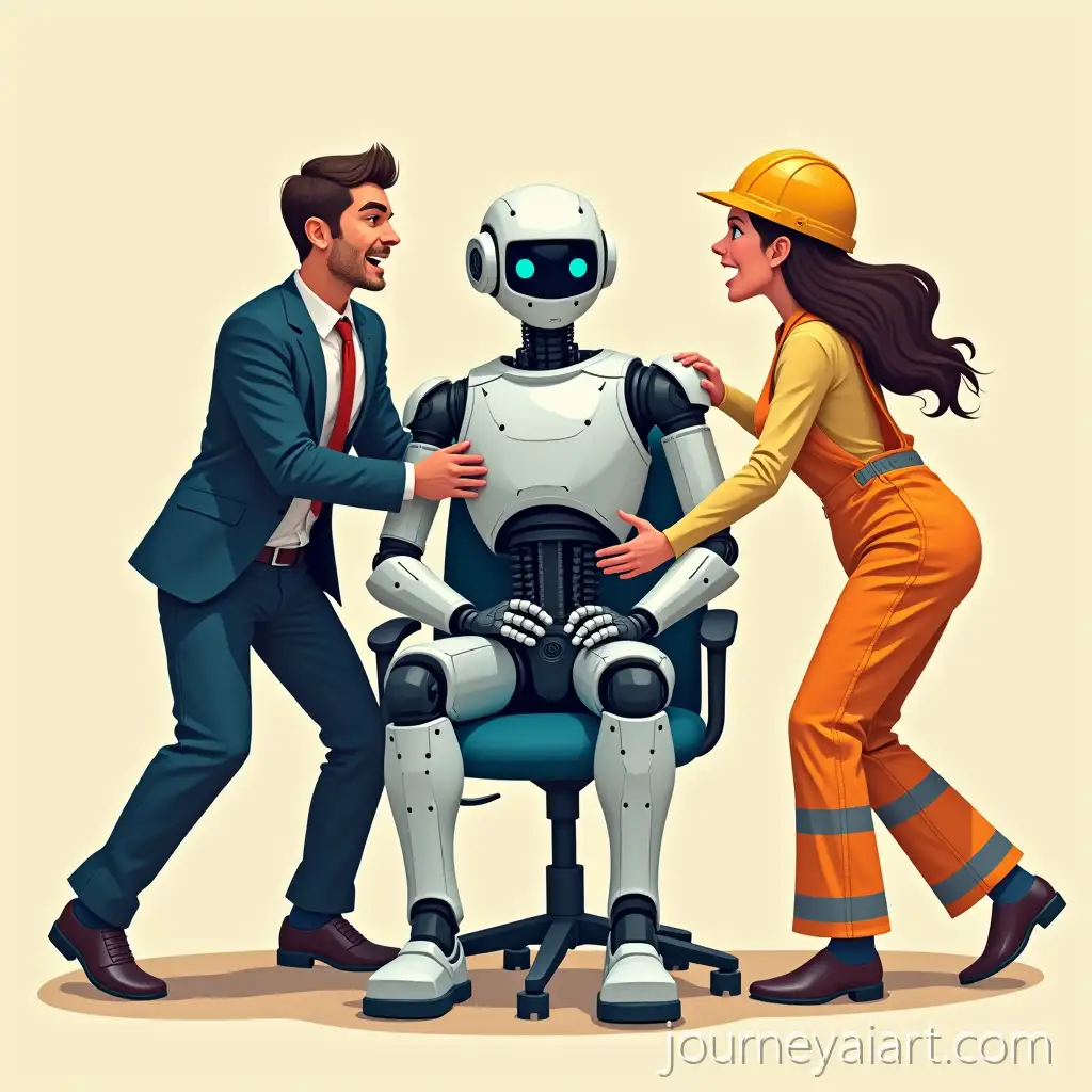 AI-Robot-and-Professionals-Struggling-Over-a-Shared-Chair-in-a-Tense-Workplace-Scene