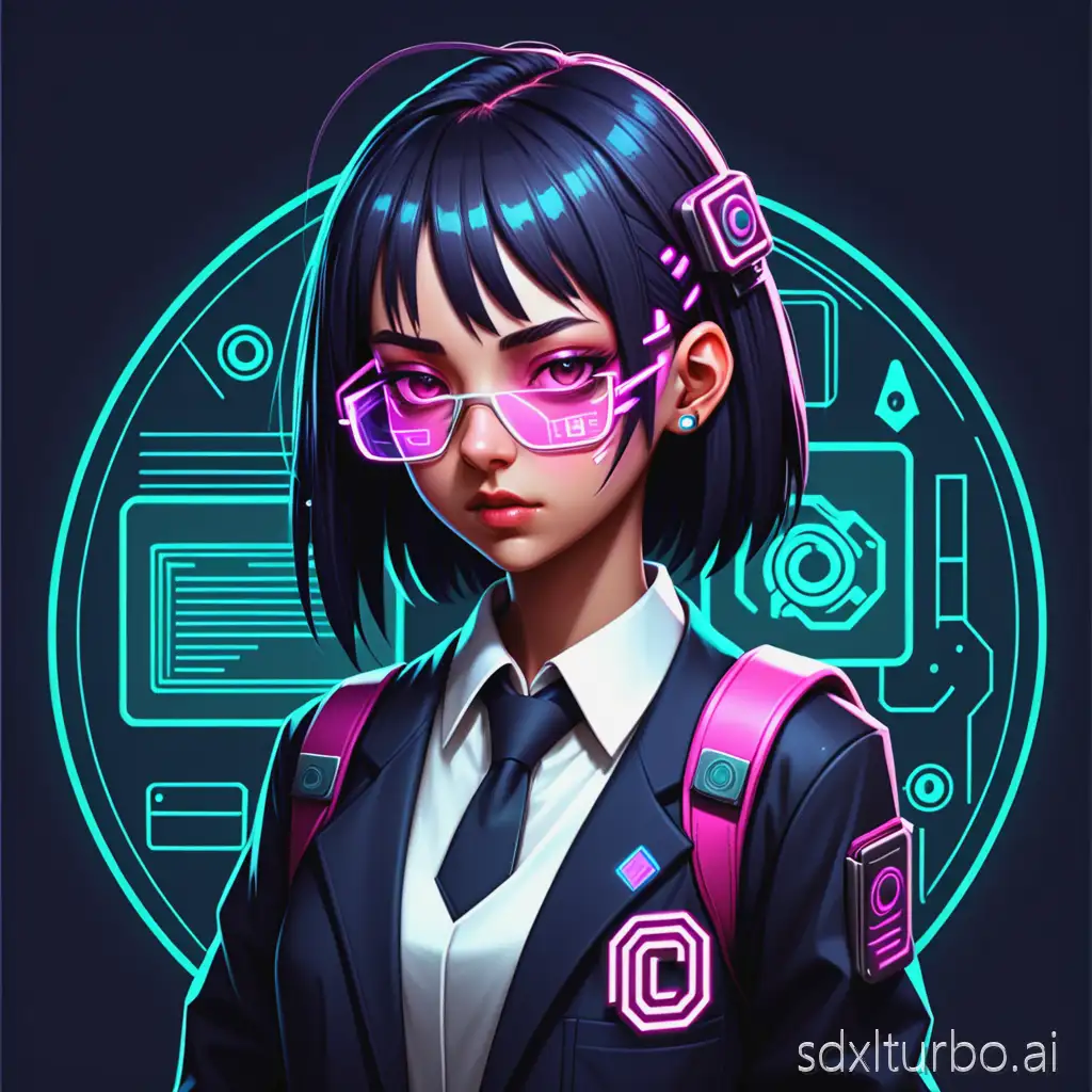 school uniform management system icon, ico, cyberpunk style