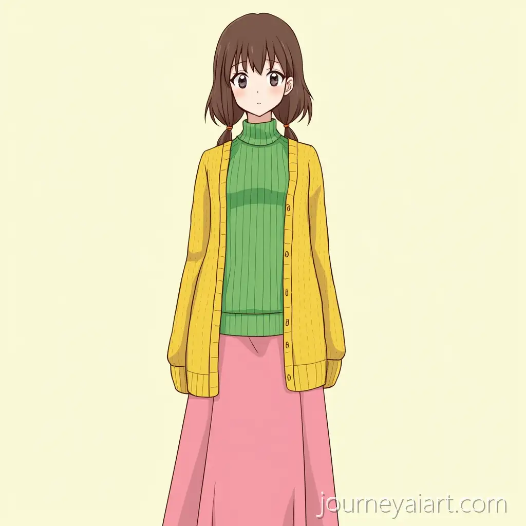 DanganronpaStyle-Artwork-of-a-Chinese-Girl-with-Twintails-in-a-Green-Vest-and-Yellow-Cardigan