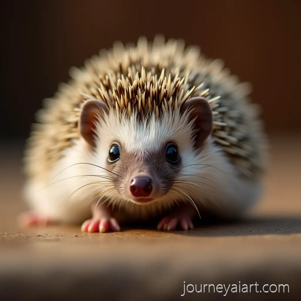Macro-Photography-of-a-Hedgehog-on-Wooden-Surface-with-Ultra-Detailed-Spines-Texture