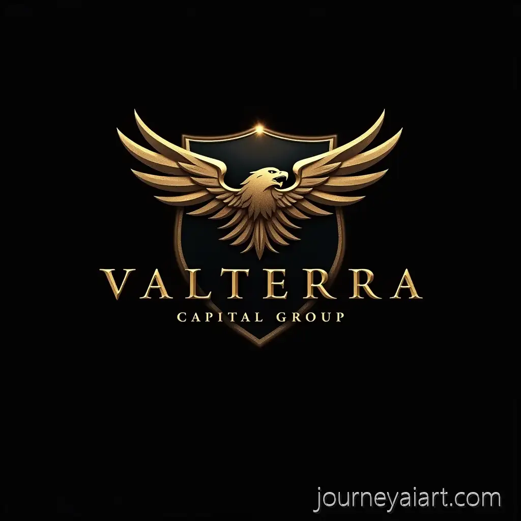 Luxury-Gold-Emblem-Logo-with-Fierce-Eagle-Shield-for-Valterra-Capital-Group