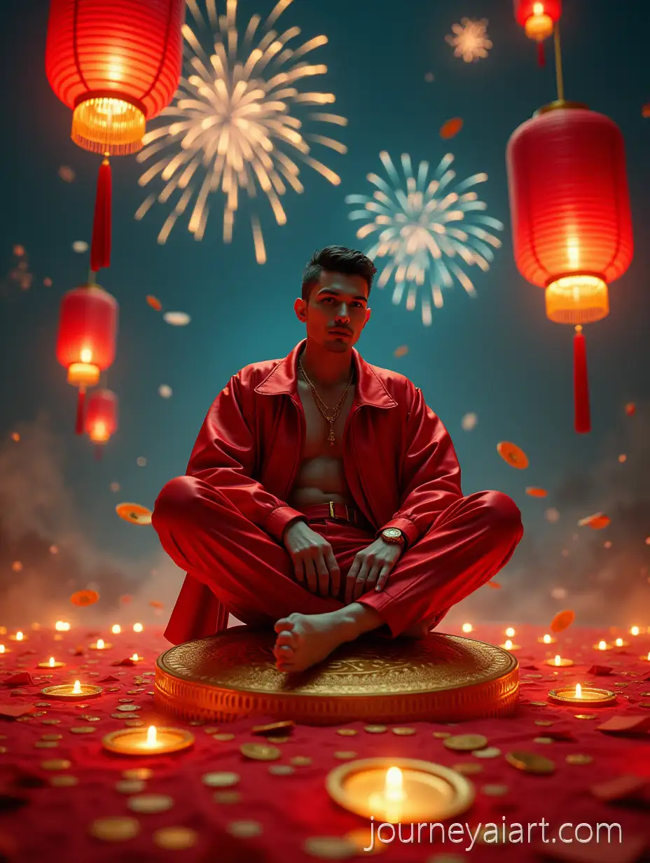 Modern-Character-in-Surreal-Tarotstyle-Setting-with-Floating-Gold-Coins-and-Fireworks