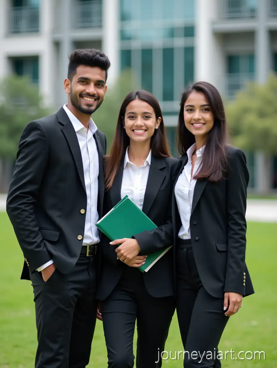 Confident-Nepali-College-Students-in-FormalNepali-College-Students-Outdoors-Attire-on-Campus