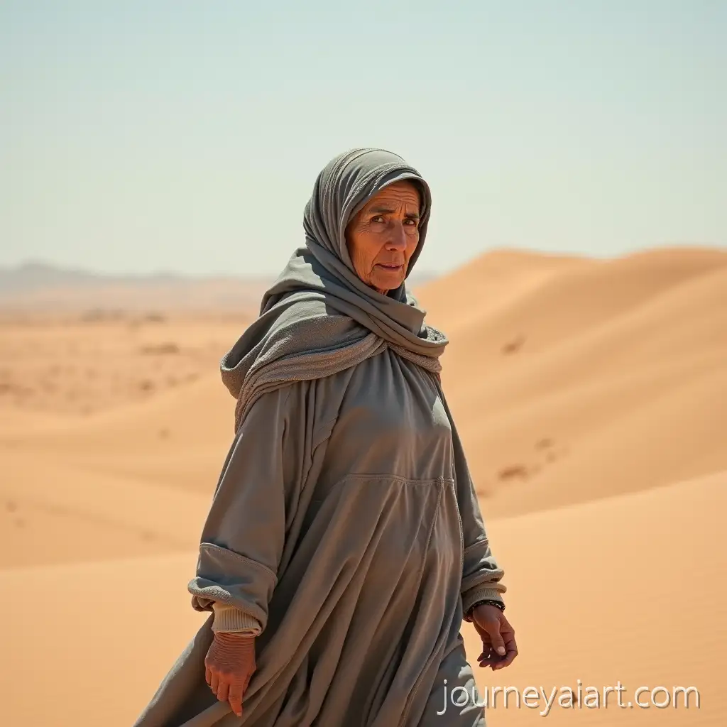 MatureMature-Moroccan-Woman-Desert-Moroccan-Woman-Walking-on-Desert-Dunes-with-Worried-Expression