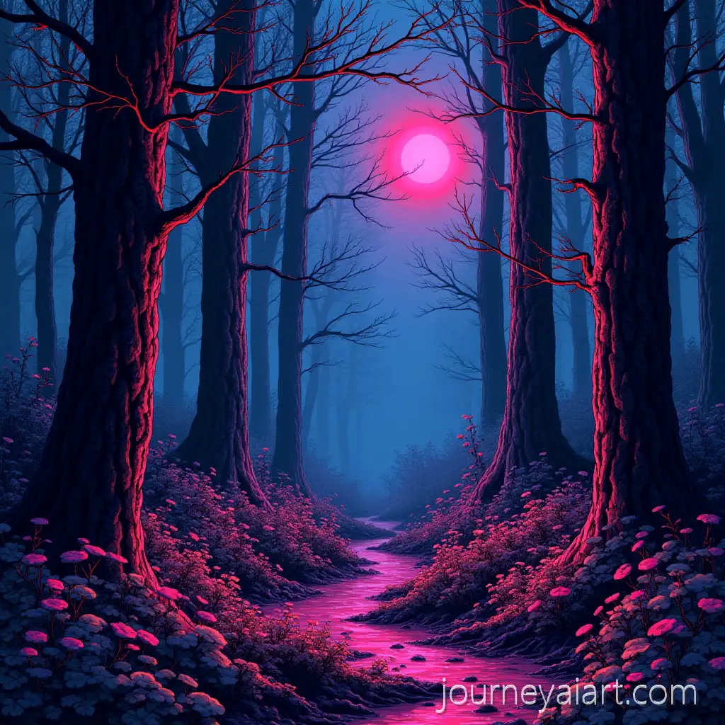 Vibrant-Neon-Ink-Fantasy-Forest-Landscape