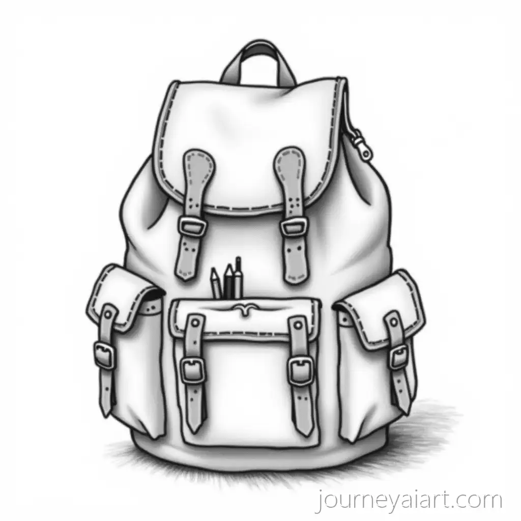Vintage-scout-backpack-sketchVintage-Scout-Backpack-in-Black-and-White-Pencil-Sketch-with-Compass-and-Notebook