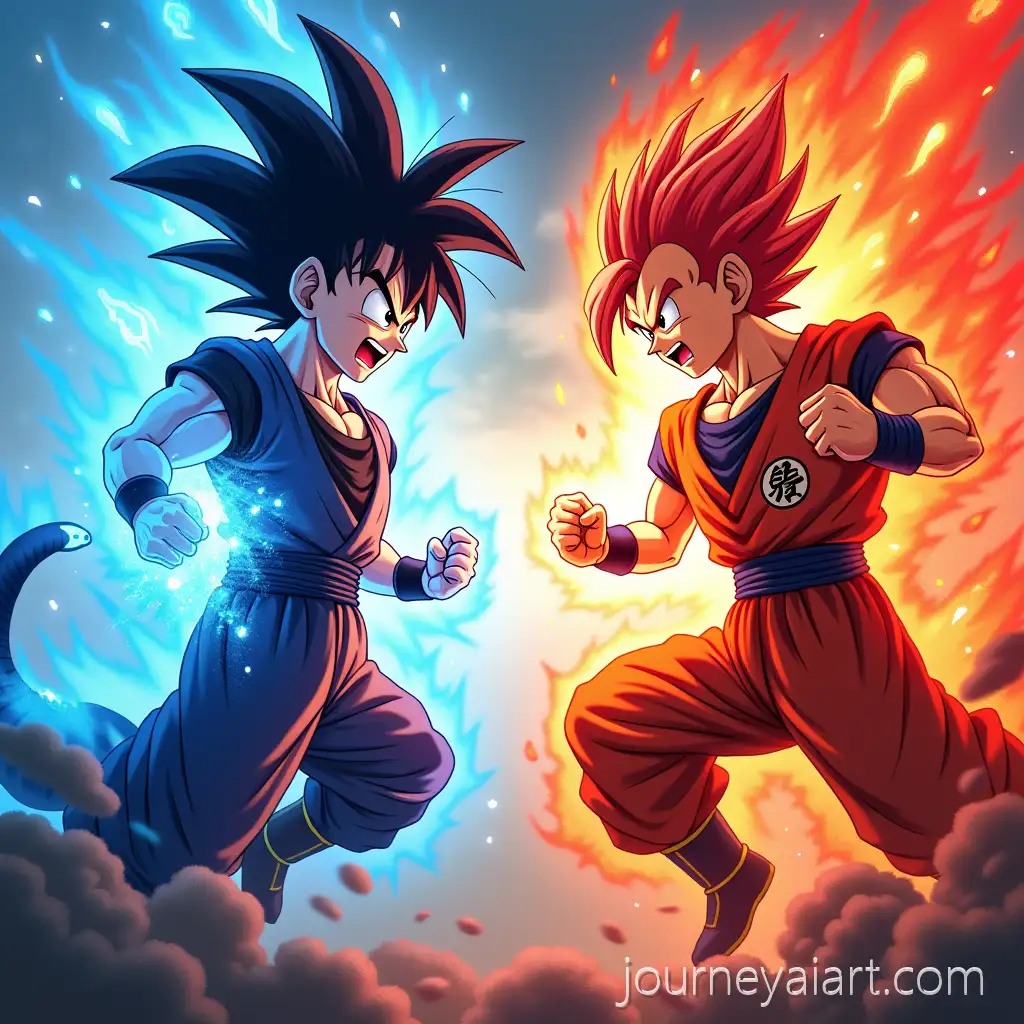 Ultra-Instinct-Goku-and-Saitama-Engaged-in-an-Epic-Elemental-Dragon-Battle