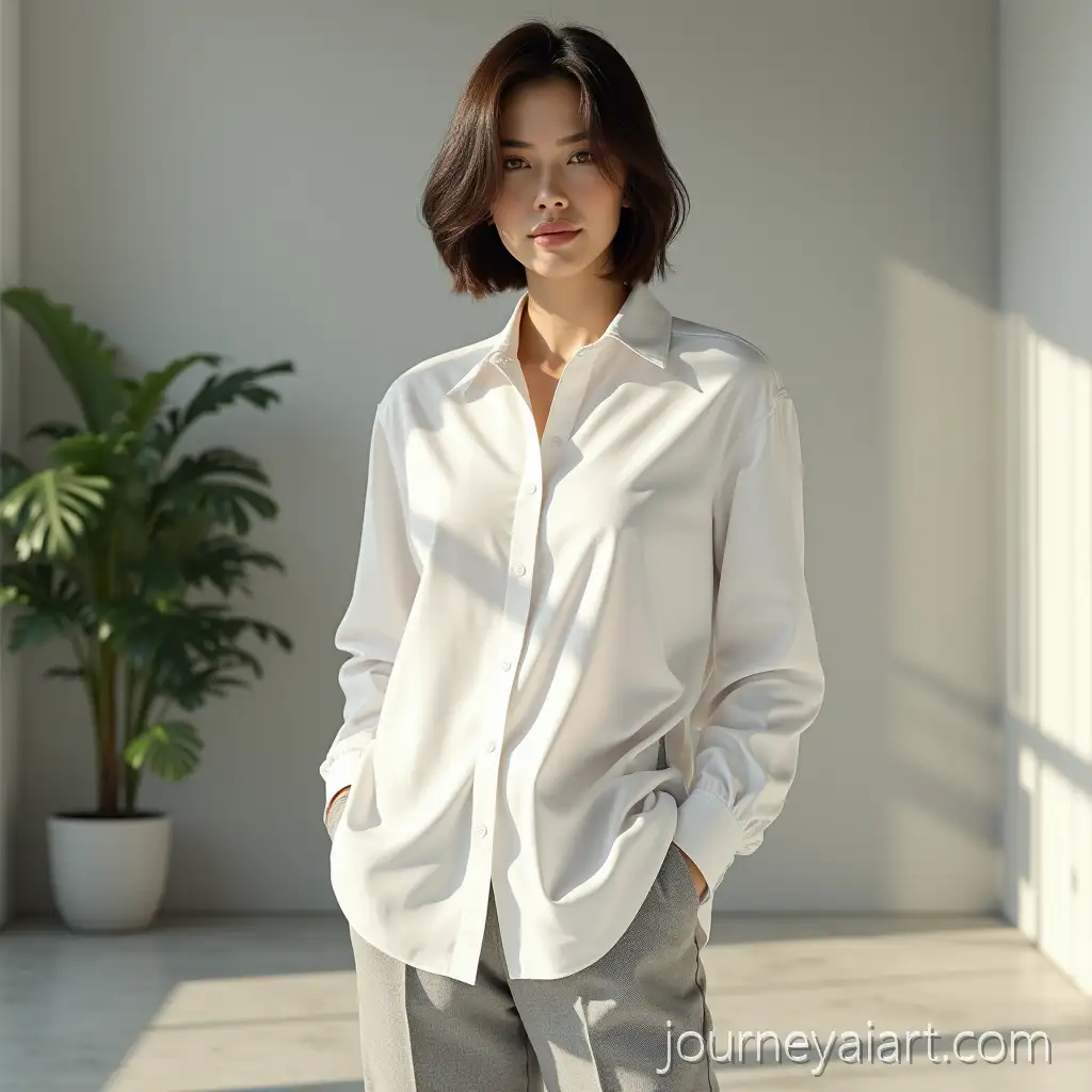 Photorealistic-Editorial-Fashion-Portrait-of-Female-Model-in-Minimalist-Studio