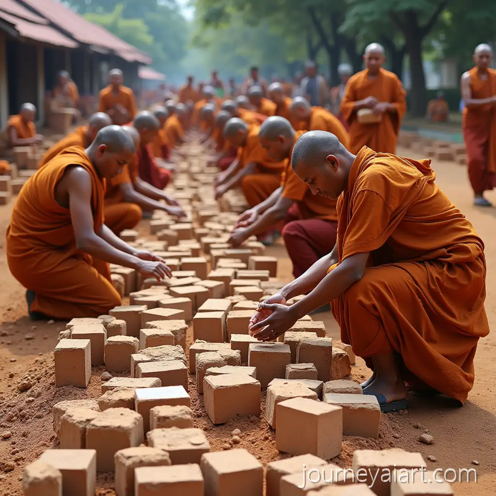 BBuddhist-monks-making-bricksuddhist-Monks-Creating-Bricks-in-Various-Positions