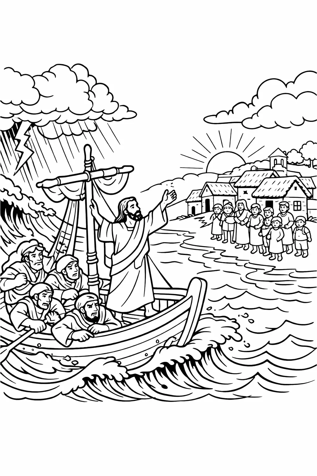 Free jesus calms the storm coloring page generator – 20 jesus calms the ...