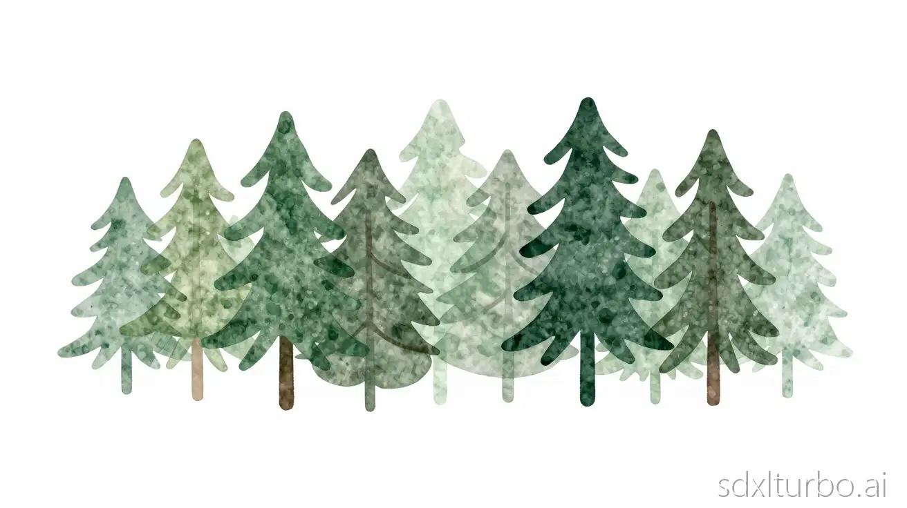 Minimalistic forest landscape simple watercolor, abstract minimalistic nature background.