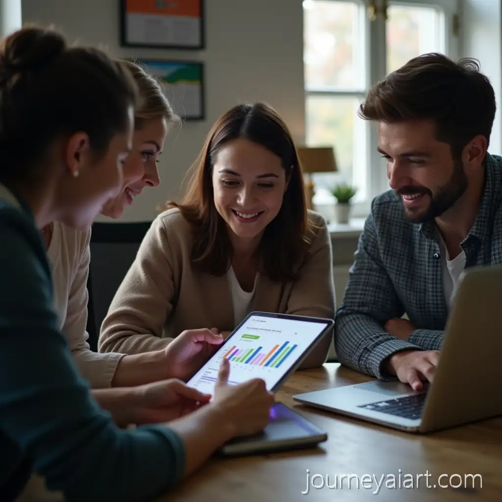 DiverseDigital-Marketing-Teamwork-Professionals-Collaborating-on-Digital-Marketing-Project-with-Tablet-and-Laptop