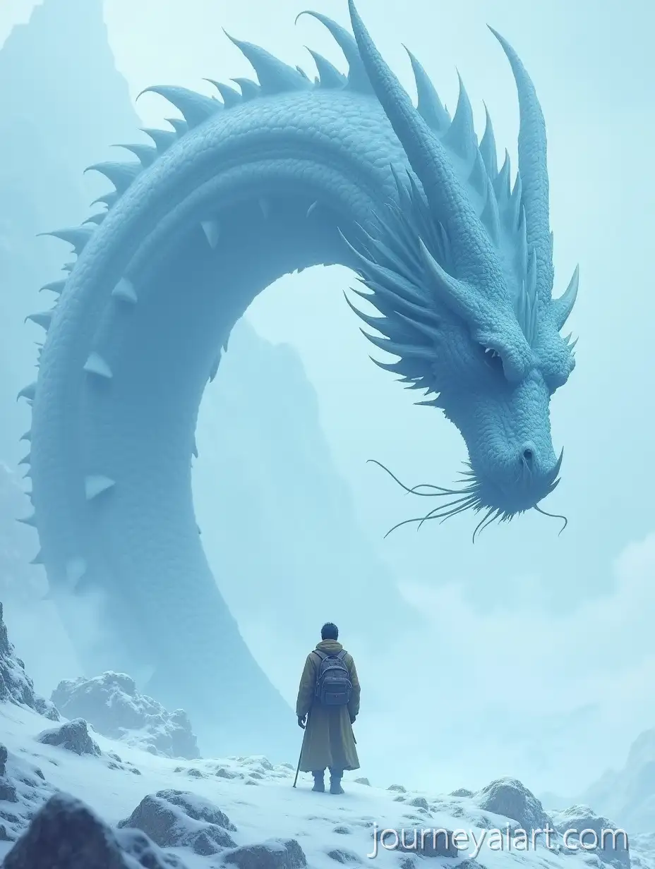 Epic-Scene-of-a-Lone-Explorer-Facing-a-Majestic-Icy-Eastern-Dragon-Above-Cloud-Sea