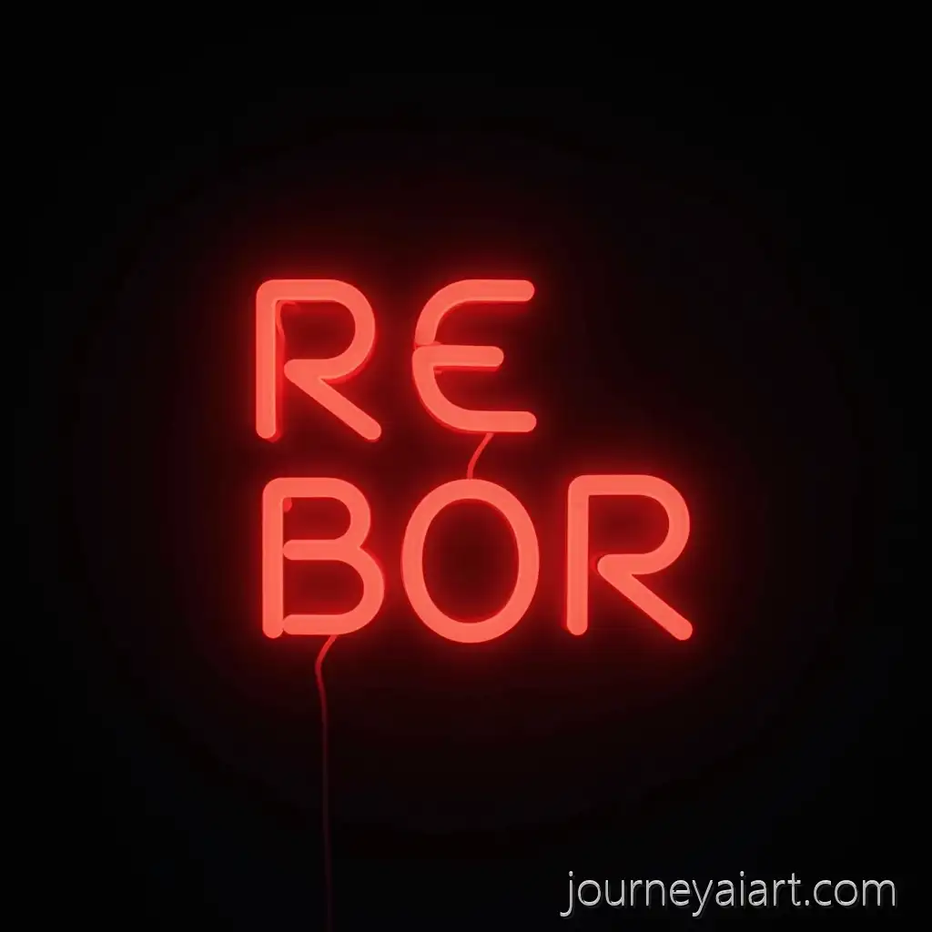 Bold-Neon-Red-REBORN-Letters-with-Turquoise-Backlight-on-Black-Background