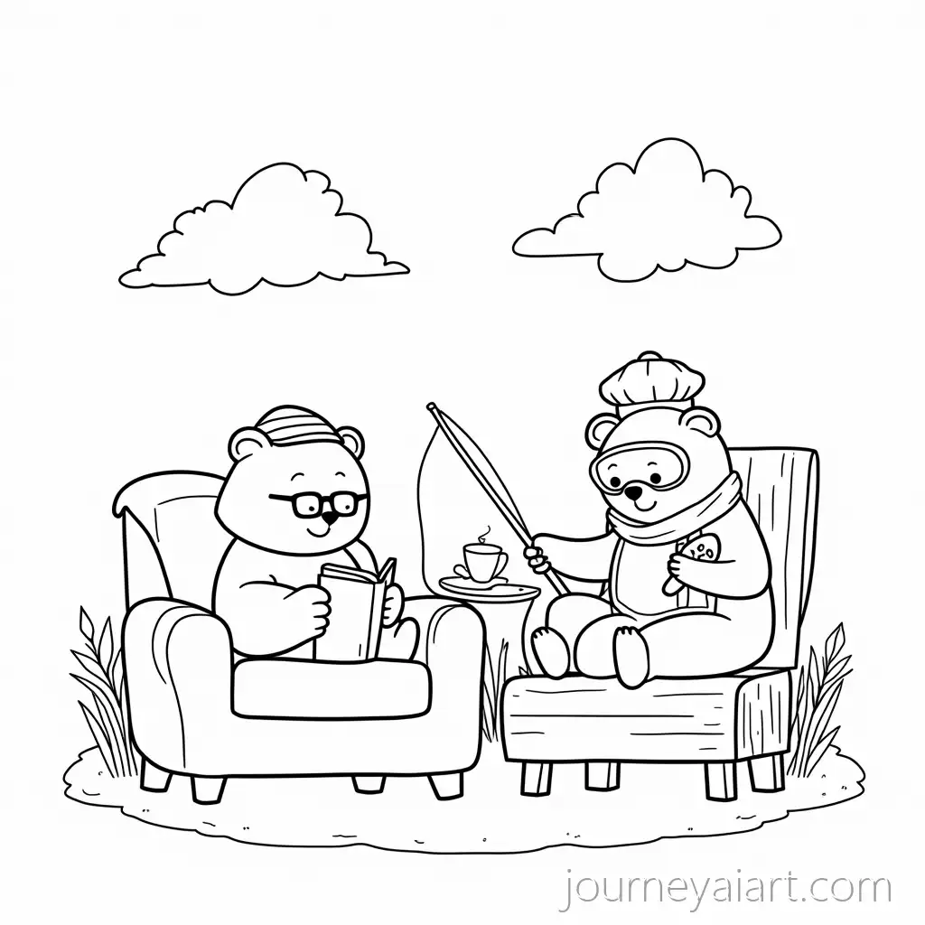 Cute-Bear-Activities-in-Kawaii-Style-Reading-Fishing-Painting-Baking-and-Flying