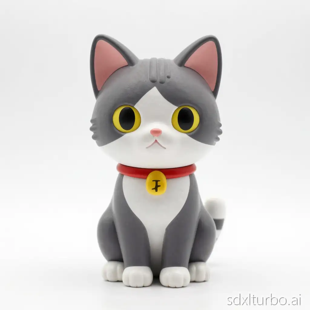 art toy of cat on white background