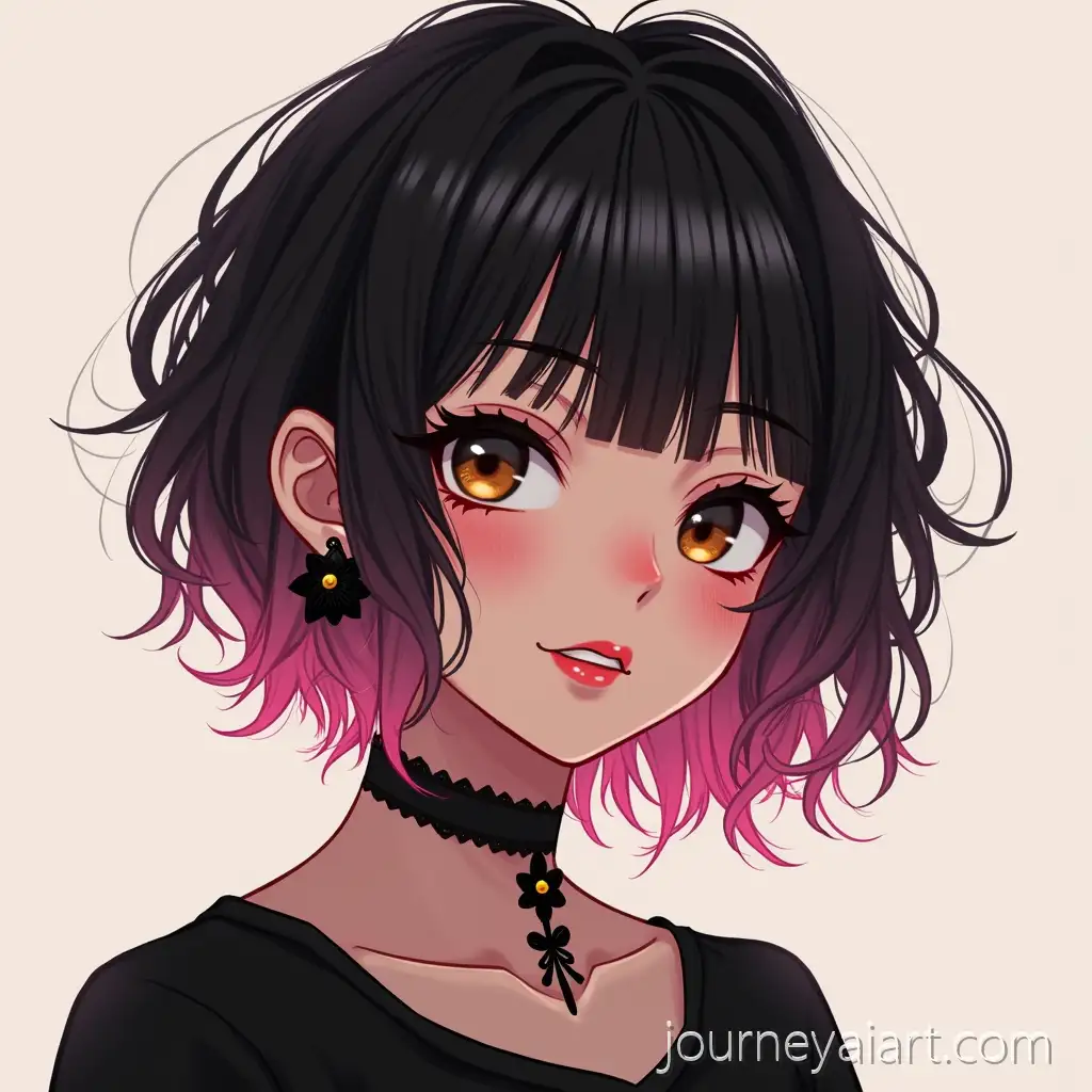 Portrait-of-a-Woman-withMessy-layered-hushcut-with-pink-highlights-Messy-Layered-Hair-and-Subtle-Pink-Highlights