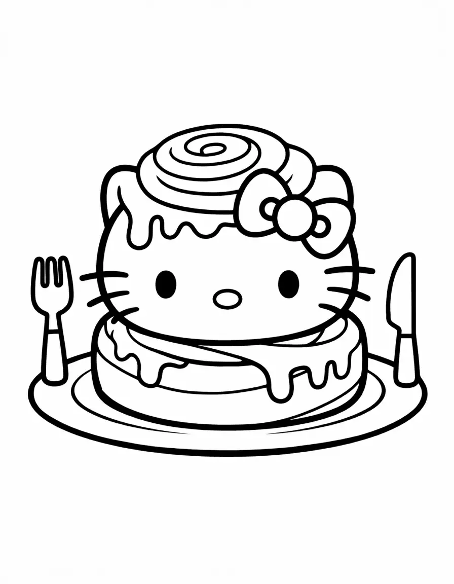 Free cinnamon roll hello kitty coloring page generator – 20 cinnamon