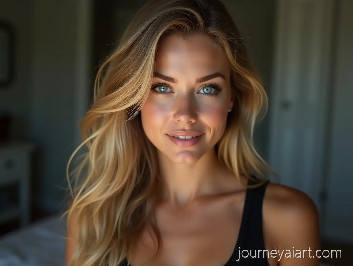 Photorealistic-Portrait-of-a-25YearOld-Woman-with-Golden-Blonde-Hair-and-Mesmerizing-Blue-Eyes