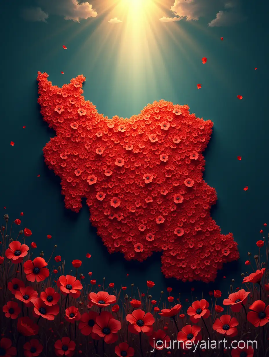 Pastel-Floral-Map-of-Iran-Illuminated-by-Guiding-Light