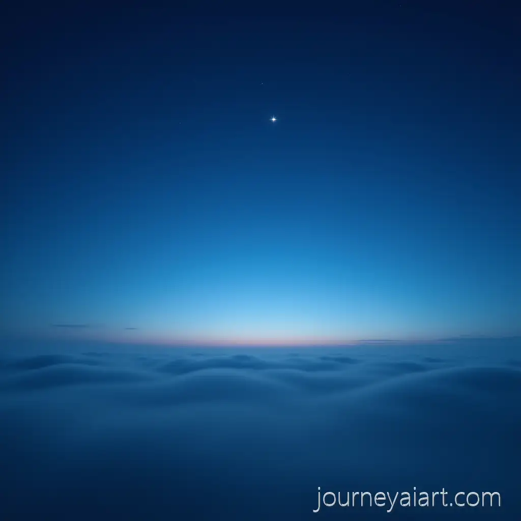 Lonely-Morning-Star-in-Deep-Blue-Predawn-Sky-with-Misty-Horizon
